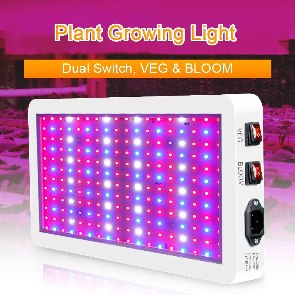 2000W  Grow Light for Indoor Plants 312 LEDs Full Spectrum Veg and Bloom Dual Switch IP65 Waterproof Hanging Plant Growing Lamps for Seedlings Flowers Greenhouse