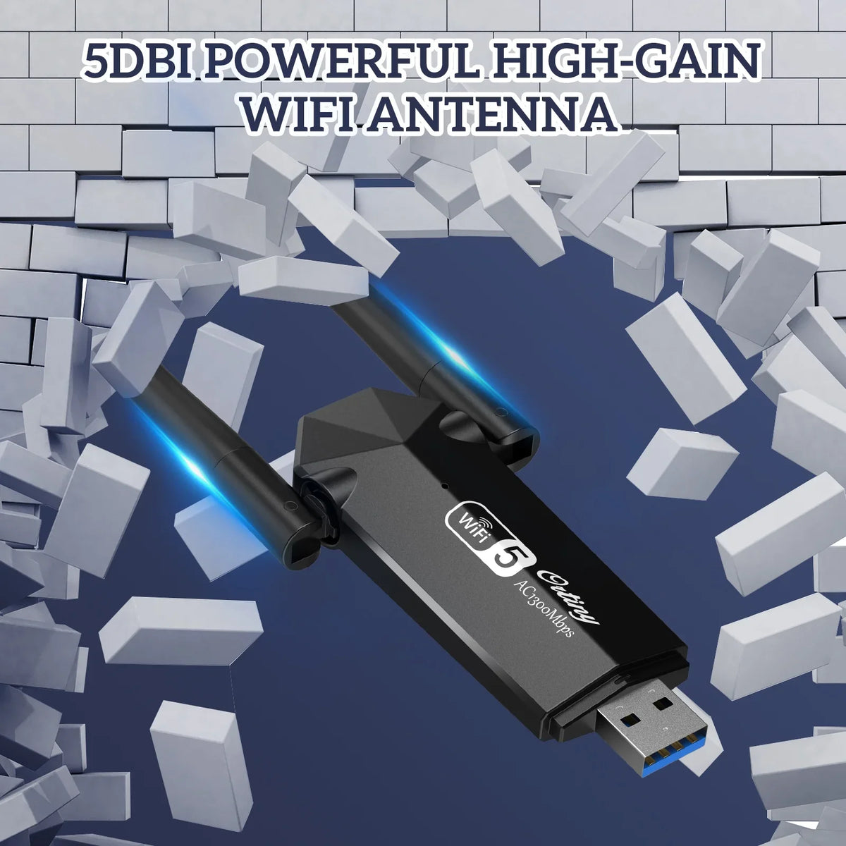 WiFi Adapter, Ortiny 1300Mbps WiFi  Dual Band 5G/2.4G Wireless Network Adapter for Desktop Laptop , Dual Band WiFi Dongle Wireless Adapter for Supports Windows 11/10/8/7, Mac  10.9-10.15