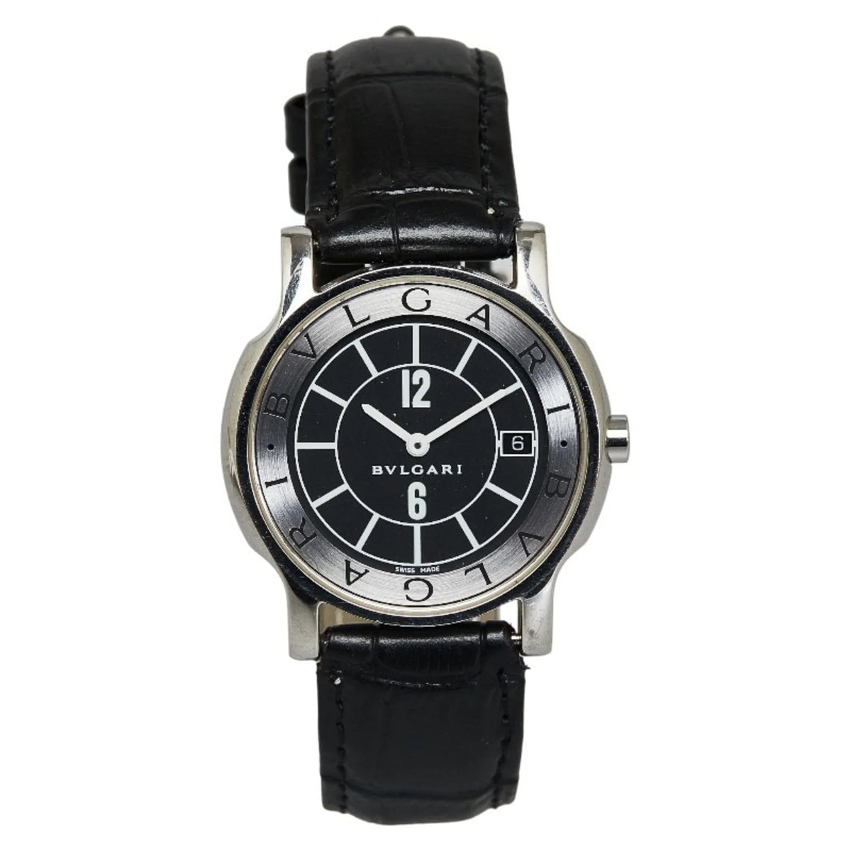 Pre-Owned  Solotempo Leather (non-original) Watch ST35S Quartz Black Dial Stainless Steel Women's (Good)