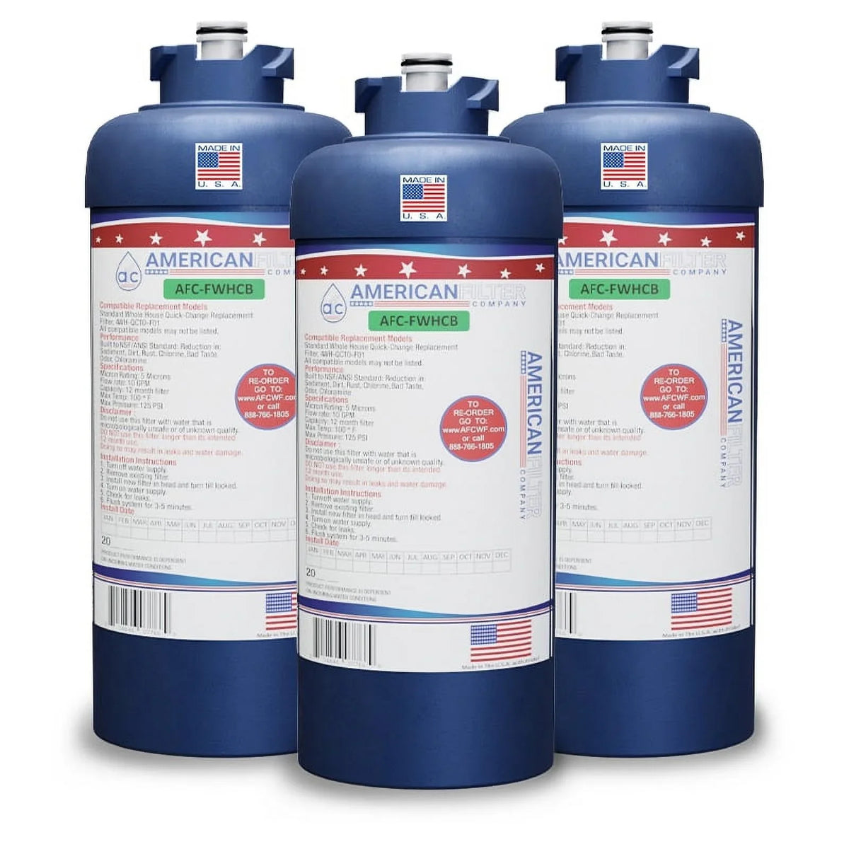 Brand , Water Filter , Model # - , Compatible with Filtrete® 4WH--F010C - 3 Filters - Made in U.S.A.