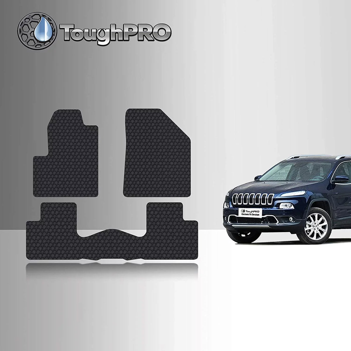 Floor Mat Accessories Set (Front Row + 2nd Row) Compatible with Jeep Cherokee - All Weather - Heavy Duty - (Made in ) - 2021