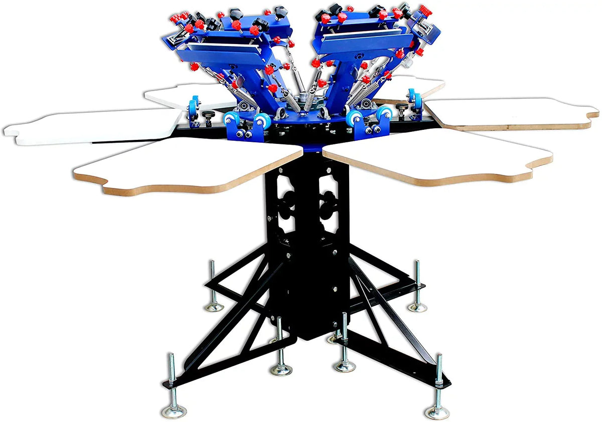 Double Rotary Manual 6 Color 6 Station Screen Printing Press Machine Printer Micro-Registration Equipment  T-Shirt