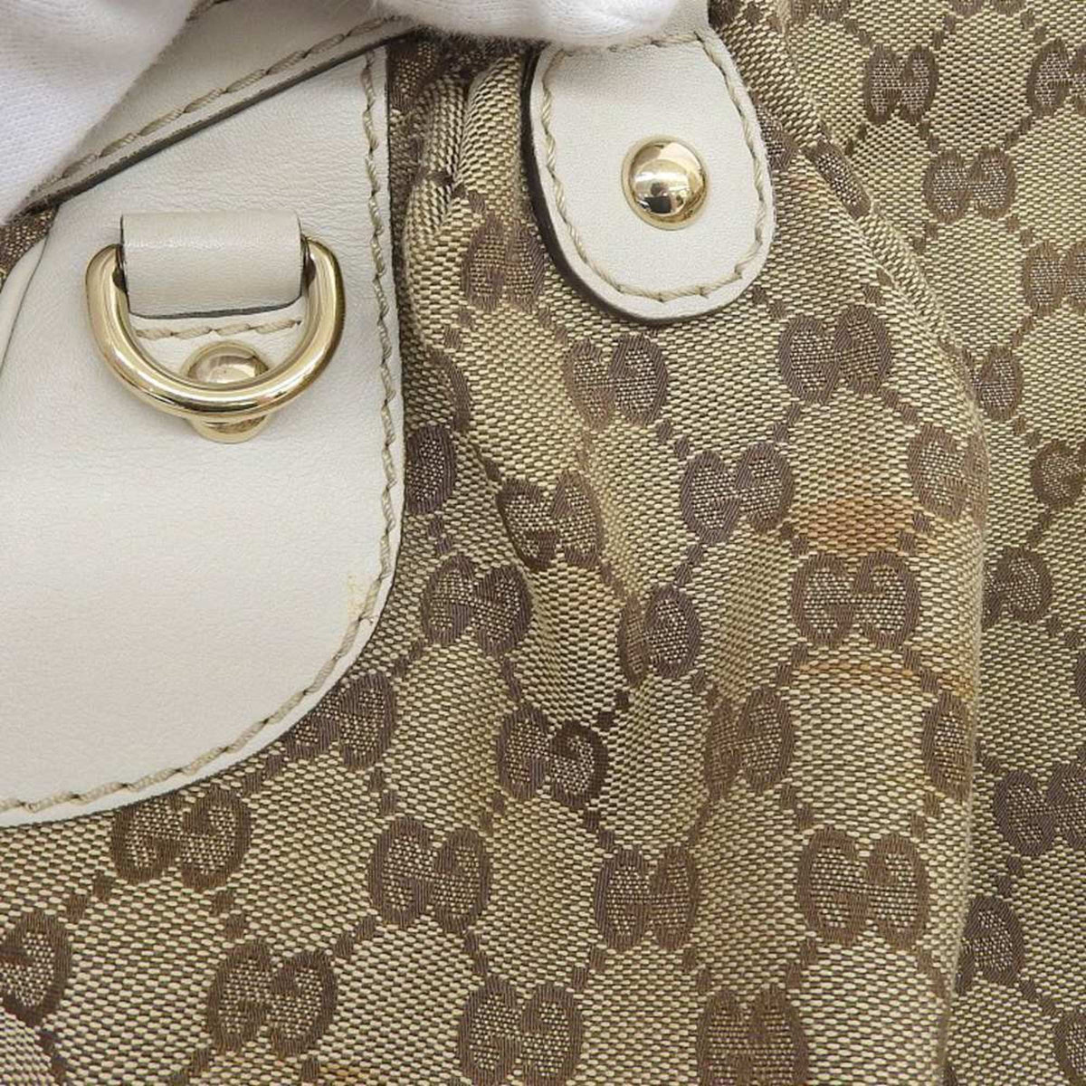 Pre-Owned Gucci  handbag tote bag  canvas leather beige 223974 506631 (Good)