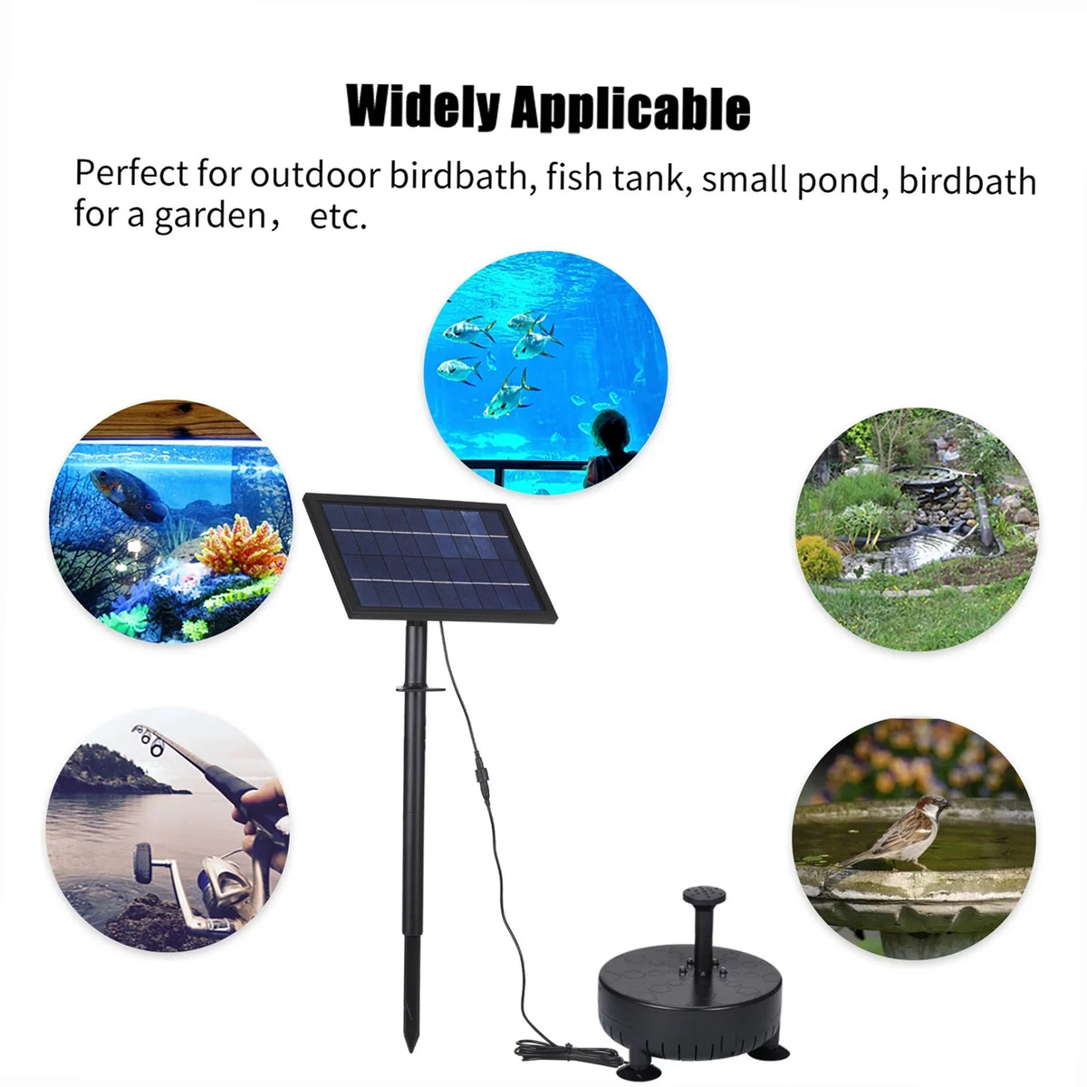 Arealer 10V8W Solar Powered Fountain Pump Pump with Adjustable Solar Panel  Birdbath Fountain Pump Fountain Panel Kit for FishSmall Pond Garden Patio Lawn Pool