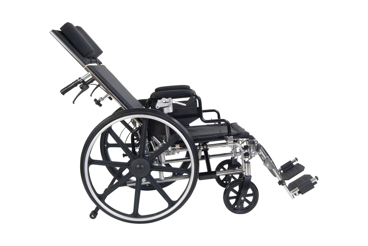 Drive Medical Viper Plus  Full Reclining Wheelchair, Detachable Desk Arms, 16" Seat