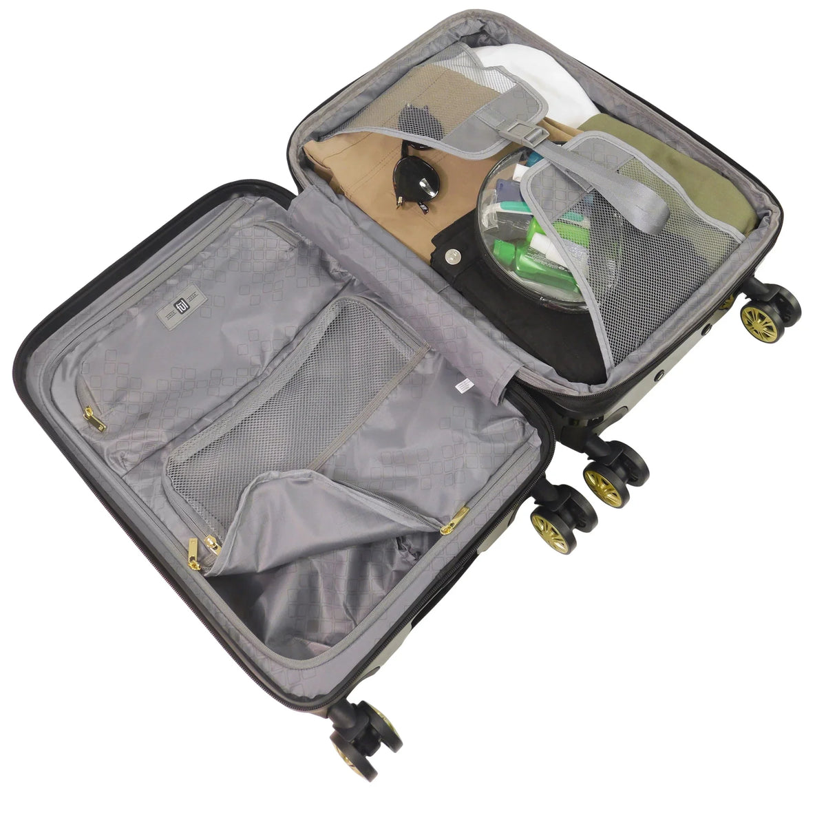 Grove 3 Piece Set Rolling Luggage, Hardshell Suitcase with Spinner Wheels, 22, 27, and 31 Inch, Black