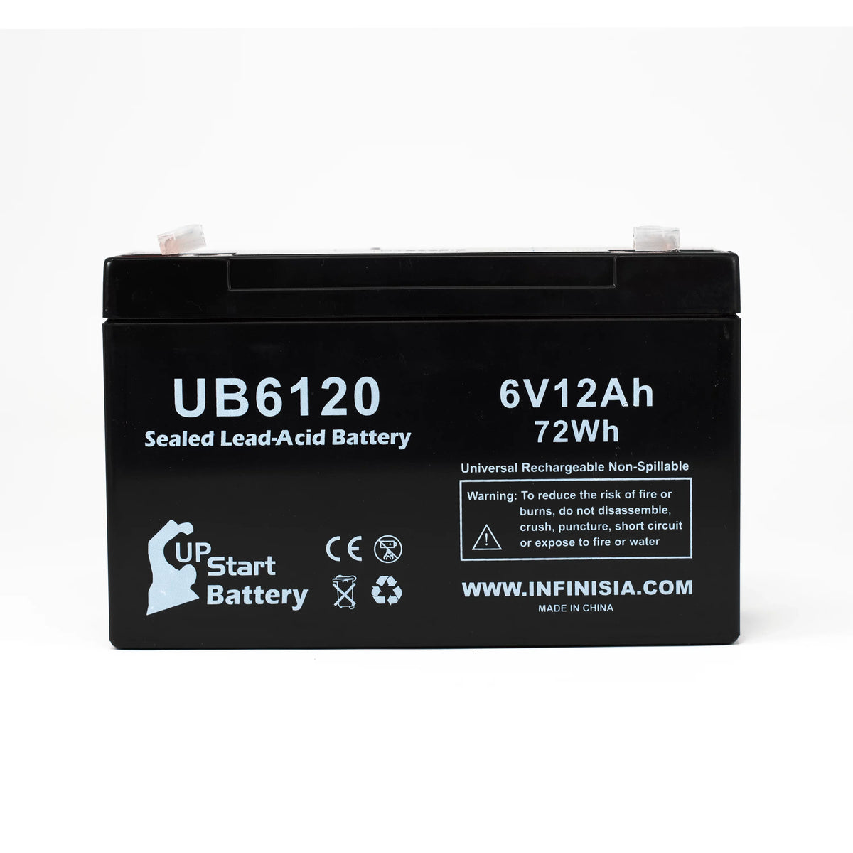 4x Pack - Compatible Tripp-Lite 850 Battery - Replacement UB6120 Universal Sealed Lead Acid Battery (6V, 12Ah, 12000mAh, F1 Terminal, , ) - Includes 8 F1 to F2 Terminal Adapters