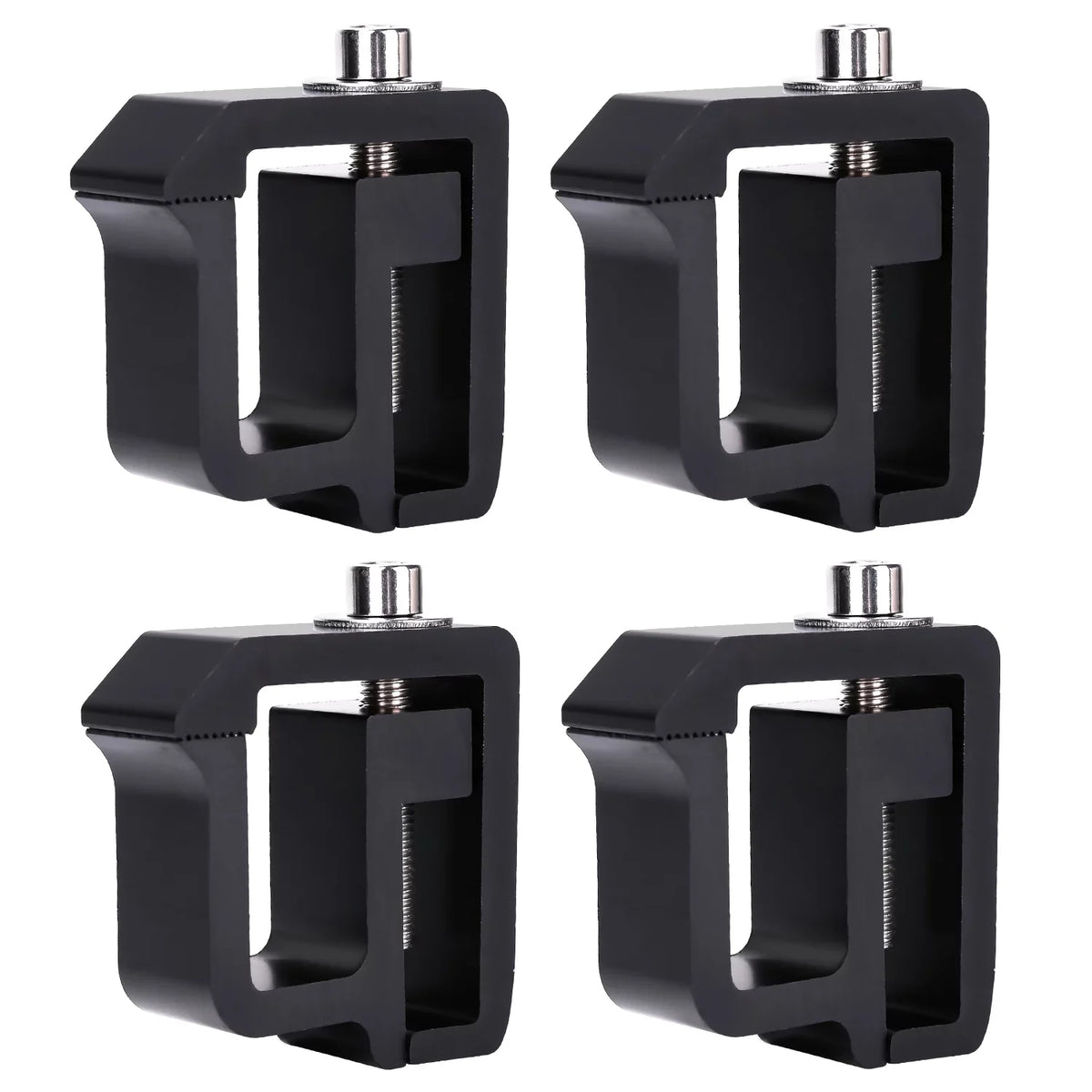 '-Racks P-( Set of 4 Aluminum C-Clamps for Non-Drilling Truck Rack & Camper Shell Installation - Black