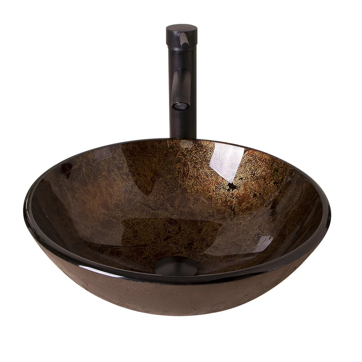 Wonline Artistic  Tempered Glass Vessel Sink Set, Wash Sink Come with Pop Up Drain Combo