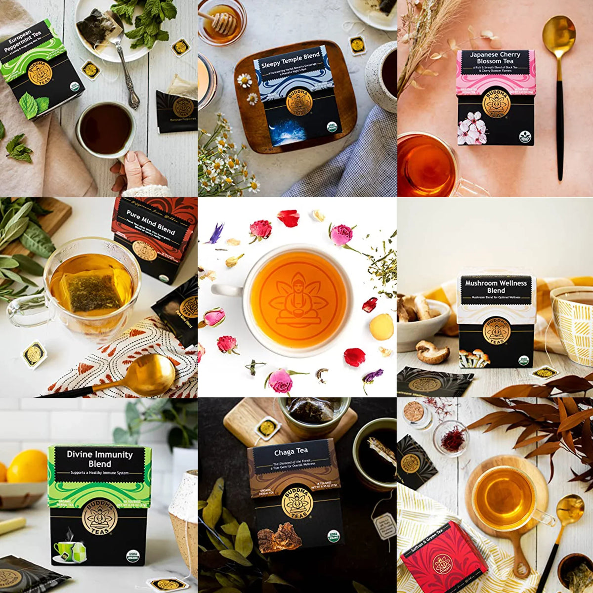 Buddha Teas Organic Turmeric Ginger Tea Bags Antioxidant Herbal Detox Drink 3 Boxes