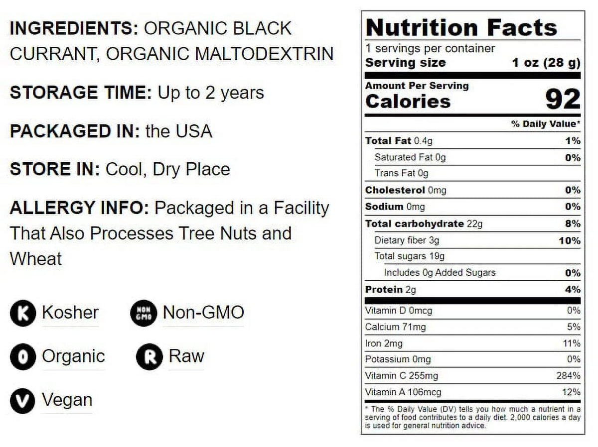 Organic Black Currant Powder, 2 Pounds — Non-, Raw, Vegan, Kosher — by Food to Live
