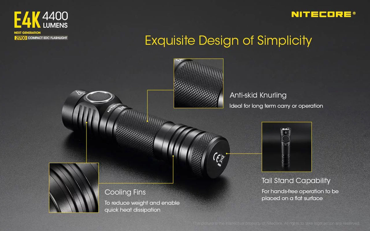 Combo:  E4K Flashlight -1x  21700 Rechargeable Li-ion Battery Included w/Offset Mount