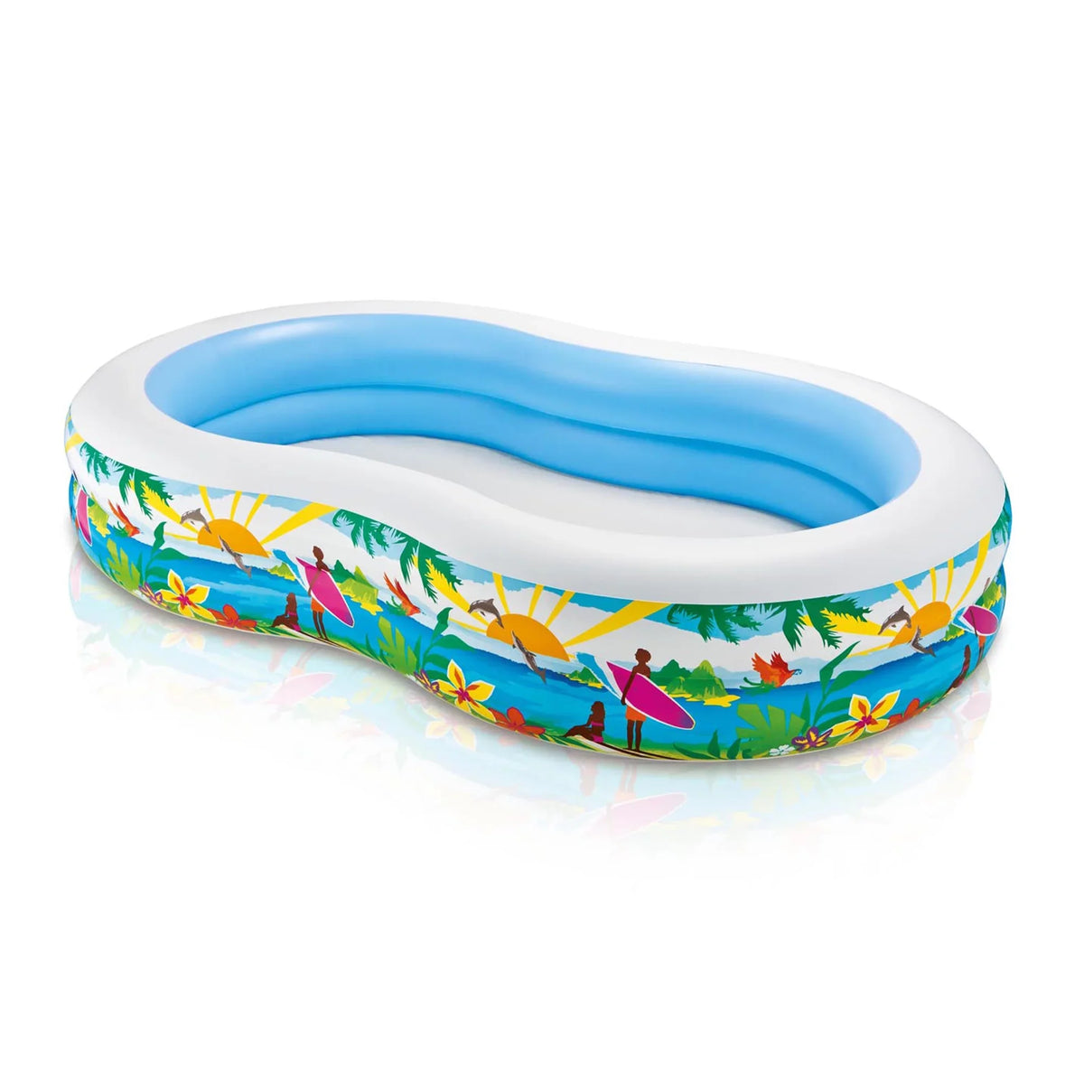 Intex 8.5’x5.25’x18” Seaside Paradise Inflatable Kiddie Pool & Electric Air Pump