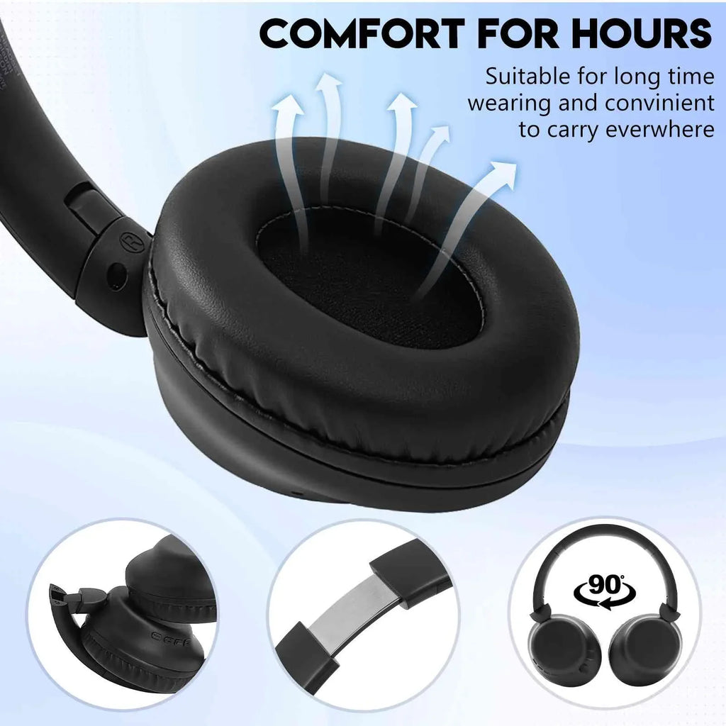 UrbanX Perfect Comfort 955  Overhead Wireless Bluetooth Headphones For Samsung Gear S3 classic  Noise-Cancelling, with – Black