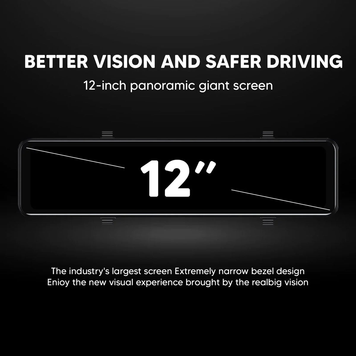 4K 12" Car Dash Cam Touch Screen with Rear View Mirror Camera Waterproof  Video Recorder Night Vision Motion Detection G-Sensor