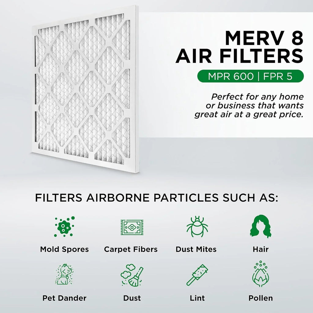 20X24x4  8 Pleated  Furne Air Filters. Case Of 6. Ext Size: 19-3/8 X 23-3/8 X 3-3/4