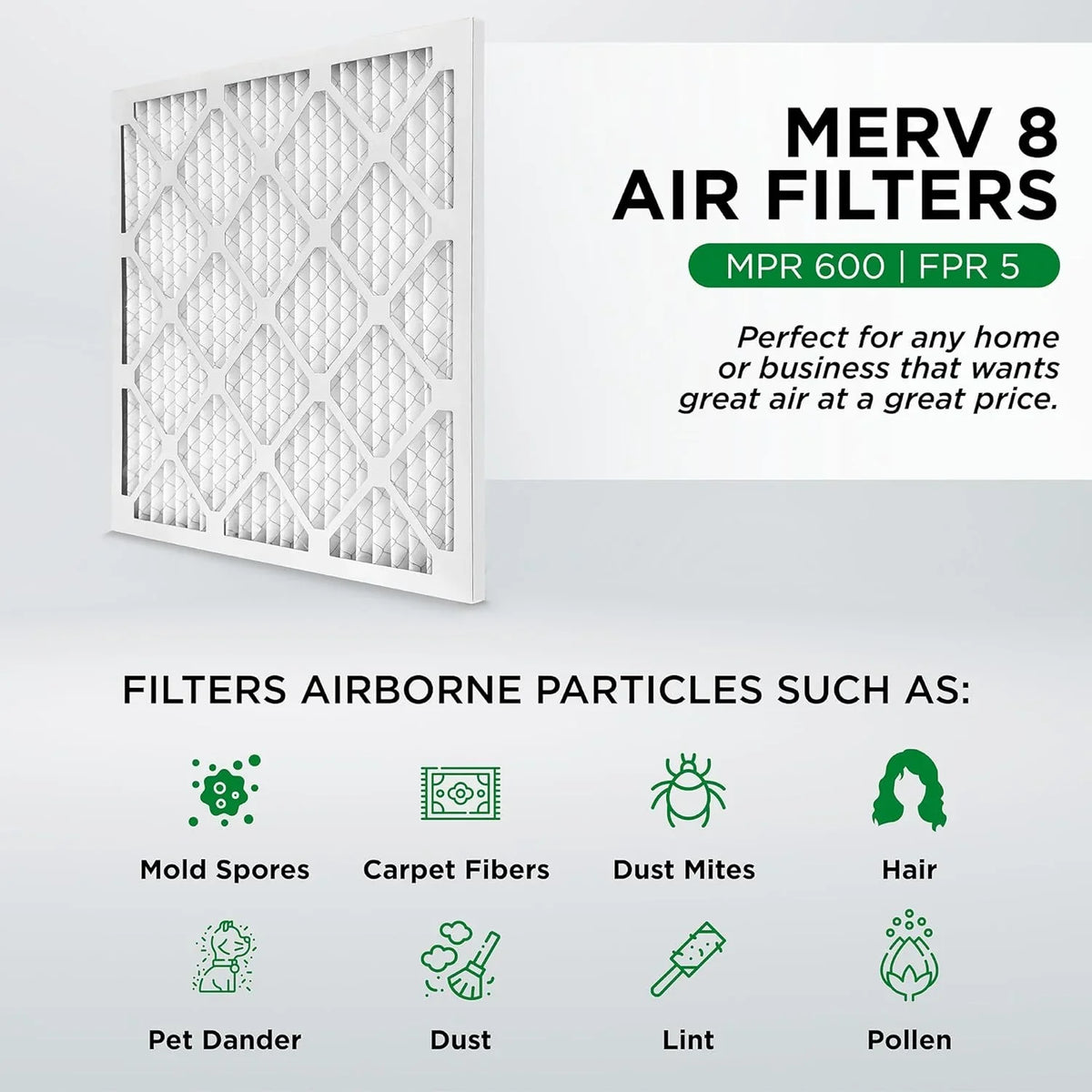 20X24x4  8 Pleated  Furne Air Filters. Case Of 6. Ext Size: 19-3/8 X 23-3/8 X 3-3/4