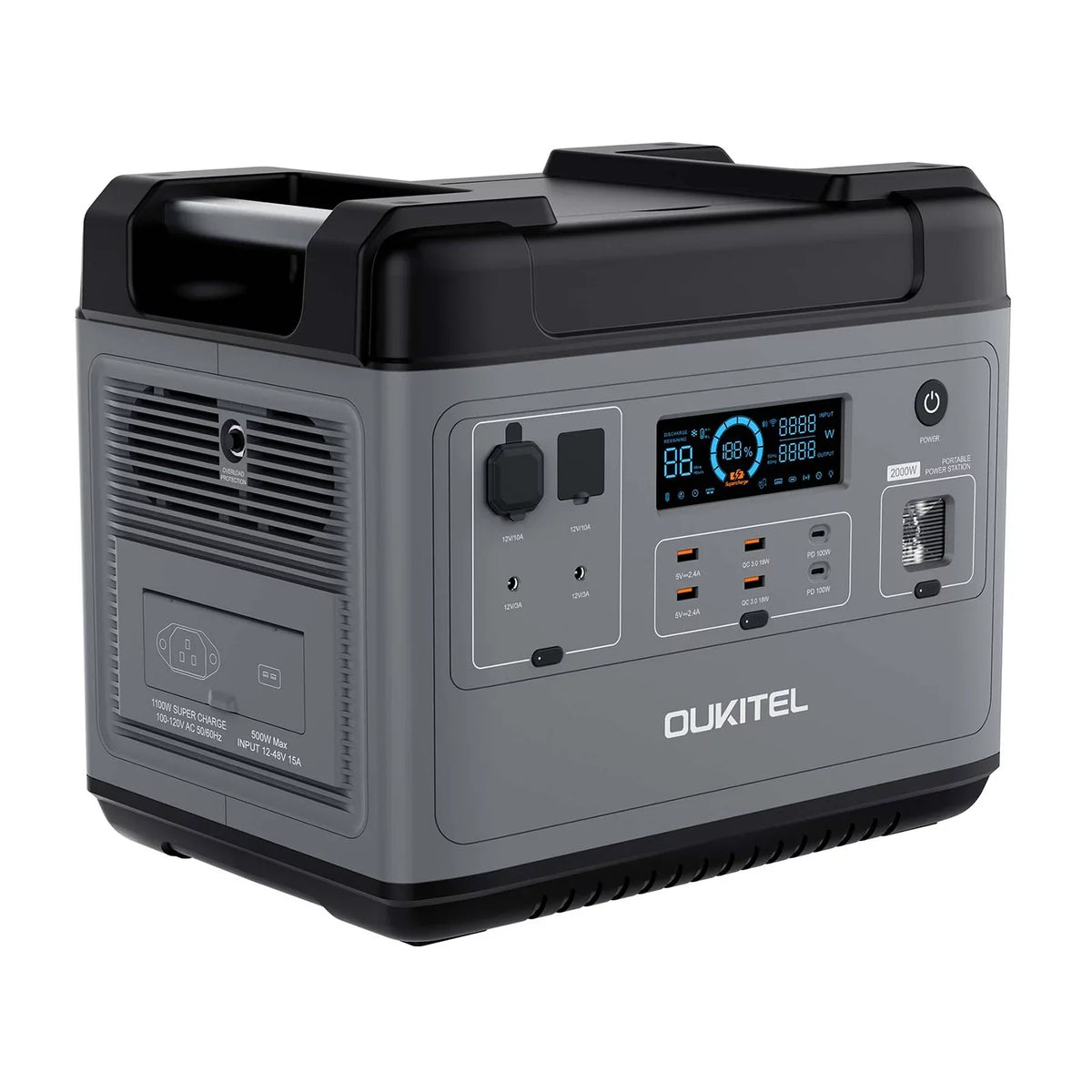 P2001 Portable  Station 2000Wh/51.2V Safe LiFePO4 Solar Generator  2000W Pure Sine  Battery  Station for Home  Camping Emergency Battery Backup Support