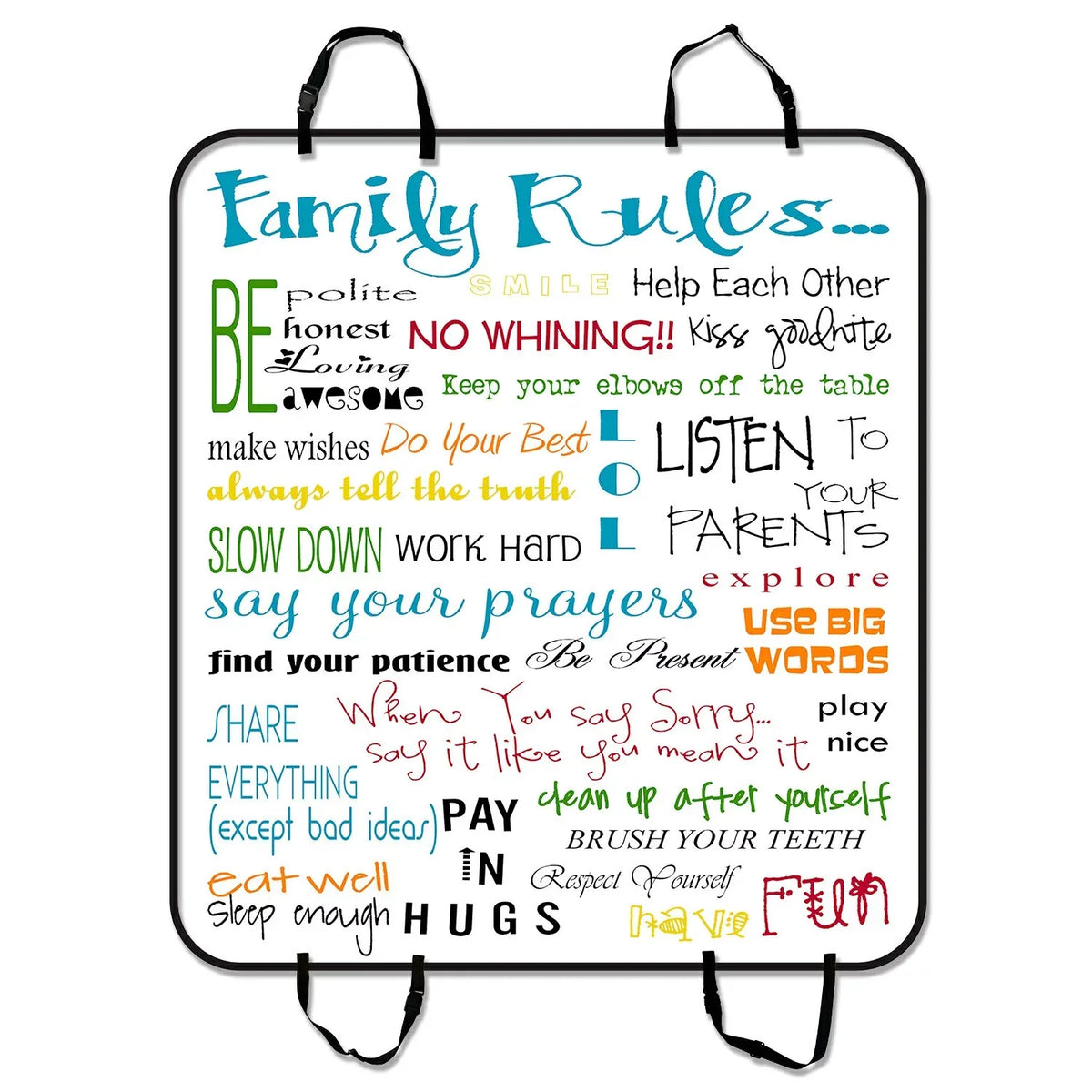 Family Rules Educational Pet Car Seat Cover Dog Car Seat Mat Hammock Cargo Mat Trunk Mat For Cars Trucks and  54x60 inches
