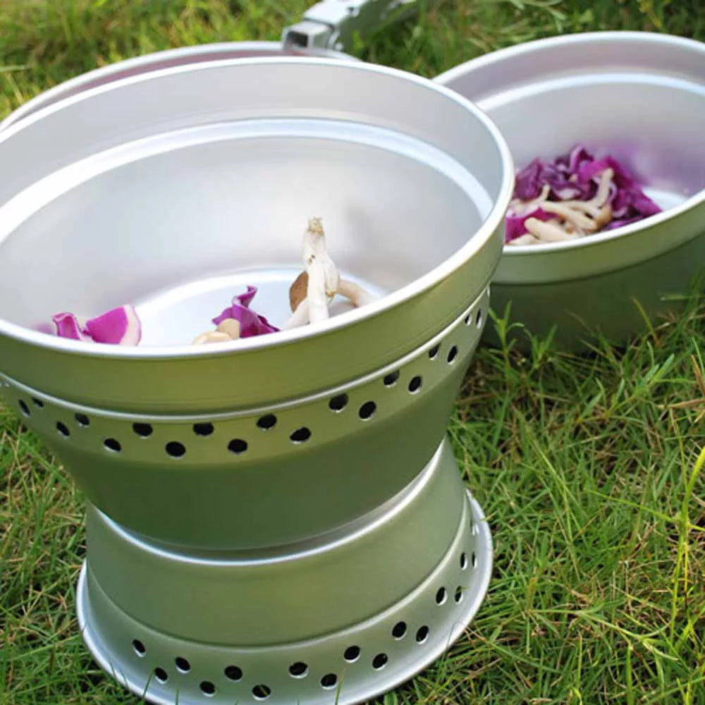 ammoon Cookware Set Portable Camping Stove Spirit with Stand Pot Pan and Gripper for Backpacking Hiking Picnic