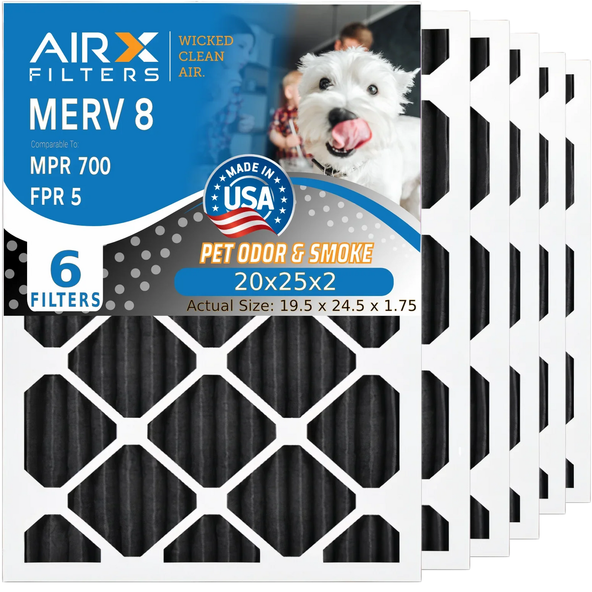 20x25x2 Air Filter Odor Eliminator Carbon Filter  8 Comparable to  700 &  5   Premium  Made 20x25x2 Furnace Filters by     . 6 Pack