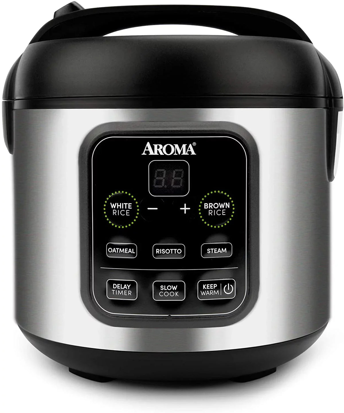 Aroma Housewares -994SB 2O2O model Rice & Grain Cooker Slow Cook, Steam, Oatmeal, Risotto, 8-cup cooked/4-cup uncooked/2Qt, Stainless Steel