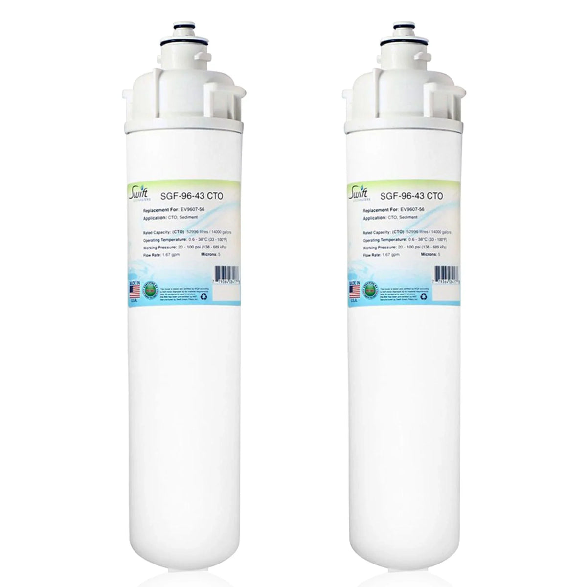 Swift Green Filters -96-43  Compatible Commercial Water Filter for EV9607-56, (Pack of 2)