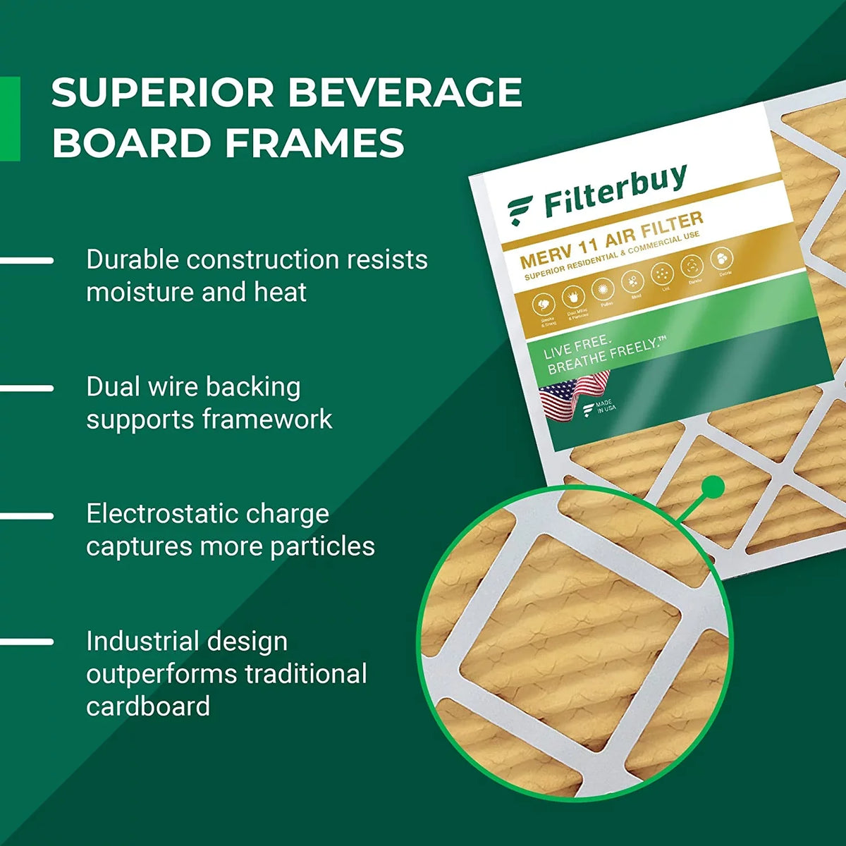 Filterbuy 24x25x1  11 Pleated   Furnace Air Filters (4-Pack)