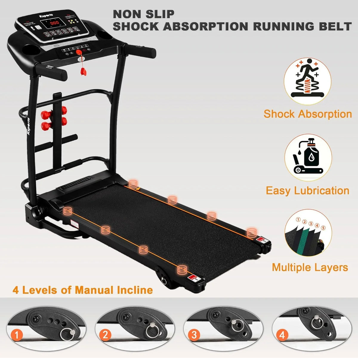 Foldable 16.5 Inch Fitness Portable Treadmill With Bluetooth Connectivity,  Display, And Tracking Apps For Home Gym Equipment, Black