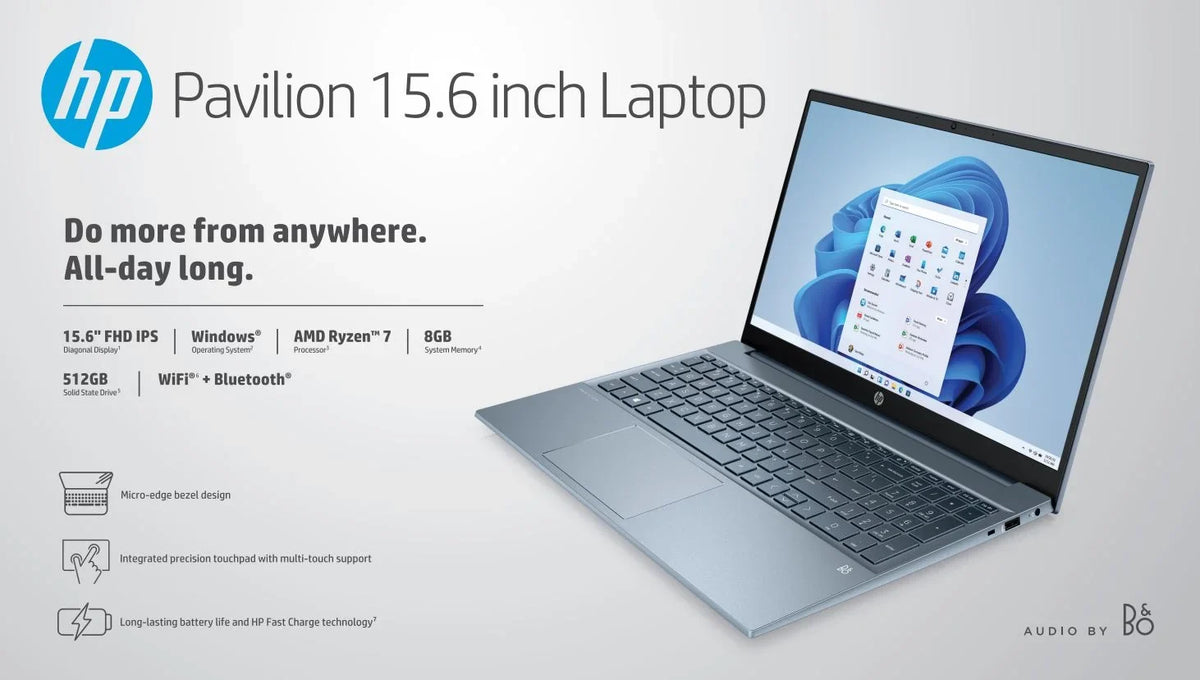 Pavilion 15.6" ,  Ryzen 7-5700U, 8GB , 512GB , Horizon Blue, Windows 11, 15-eh1070wm