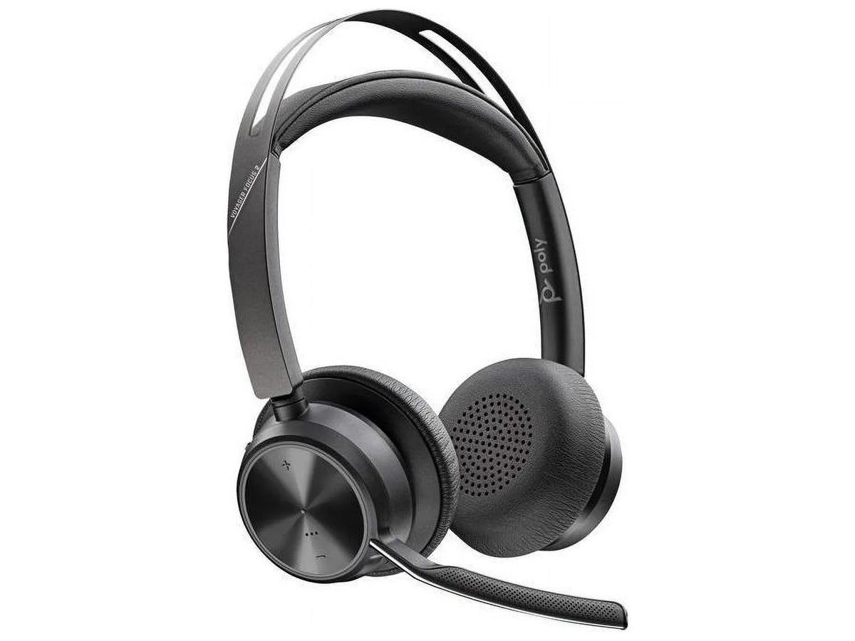 Poly Voyager Focus 2 -A Bluetooth Stereo Headset - Siri, Google Assistant - Stereo -  Type A - Wired/Wireless - Bluetooth - 298.6 ft - 20 Hz - 20 kHz - On-ear, Over-the-head - Binaural - Supr...