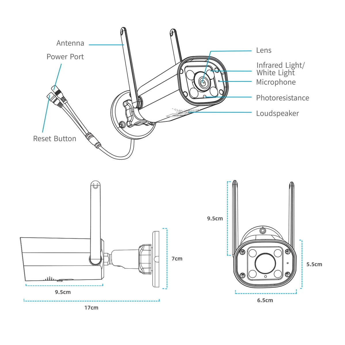 Toguard SC27 2K/3MP  Security Camera System Outdoor with 7" Monitor Bullet Surveillance Camera WiFi Wireless Connector