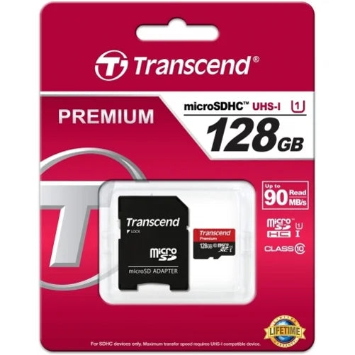 128GB Memory Card with Zipper Case (Not a phone case) - Transcend High Speed MicroSD Class 10 MicroSDXC Compatible for Lenovo Tab M10 Plus 10.3 -  K7, Q6, V10, K10,K30, Velvet, K8X, G3 - V2Z
