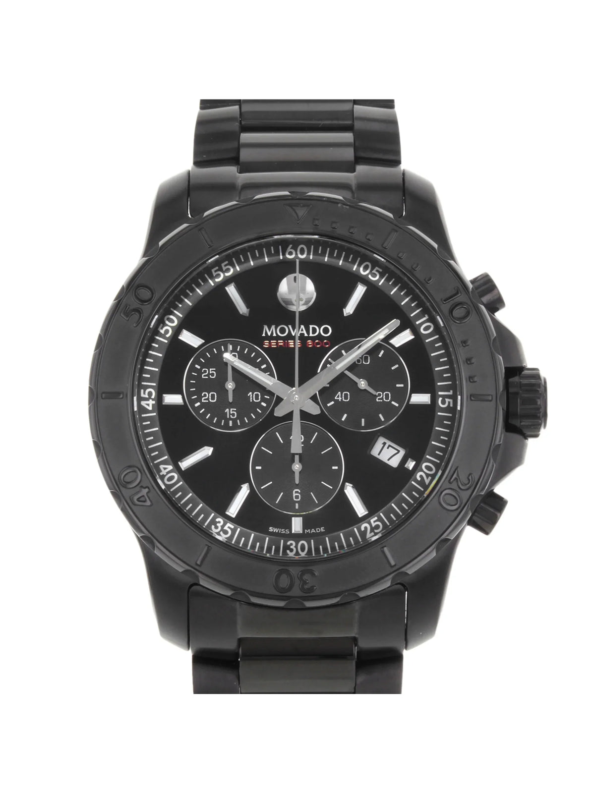 Pre-Owned Movado Series 800 Black  Coated Steel Quartz Watch 2600119 (Good)