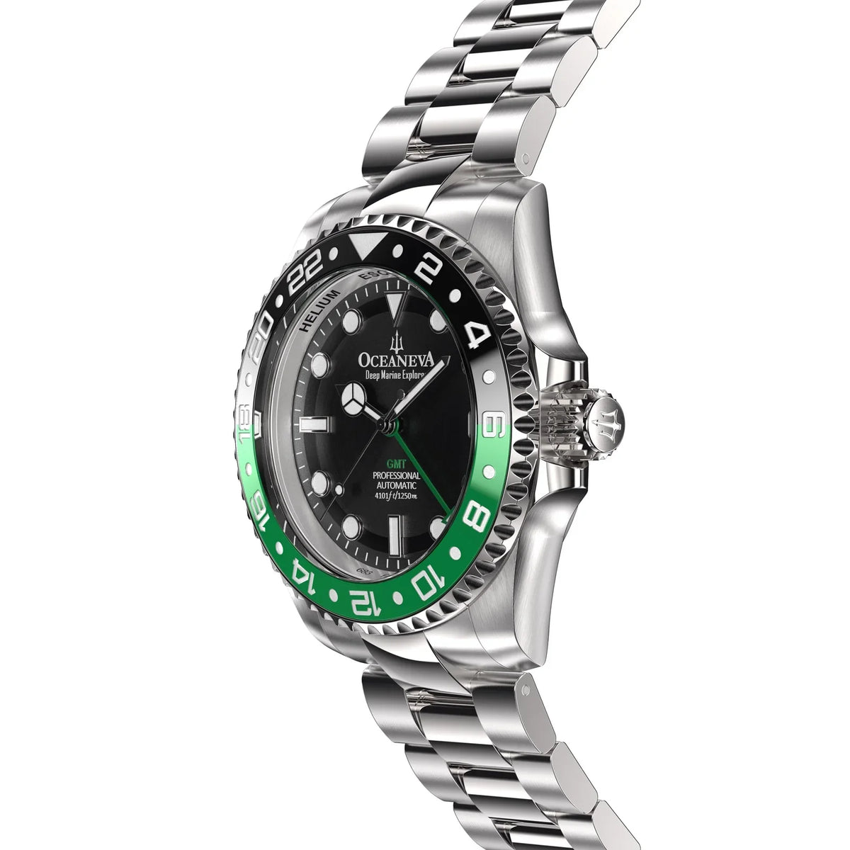 Oceaneva™  Deep Marine Explorer Pro Diver Black Green Bezel Watch - Screw Down with Triple Seal Case Back - 1250M Water Resistance - Japan Automatic Movement Dive Swimming Wrist Watches For Men