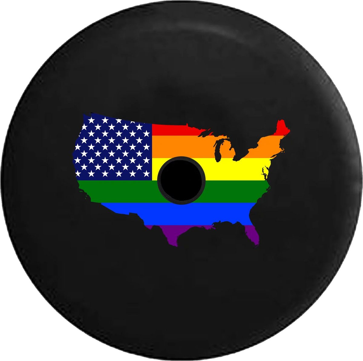 2018 2019 Wrangler  Backup Camera United States of America Gay Flag Map  Spare Tire Cover for Jeep  33 Inch