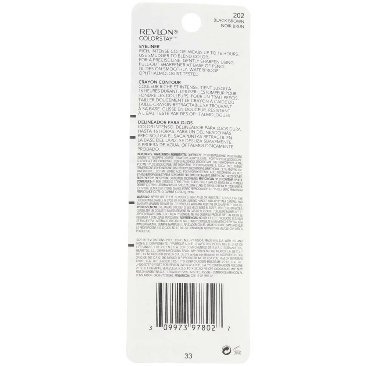 Revlon ColorStay Eyeliner Pencil, Black Brown [202], 0.01 oz (Pack of 6)