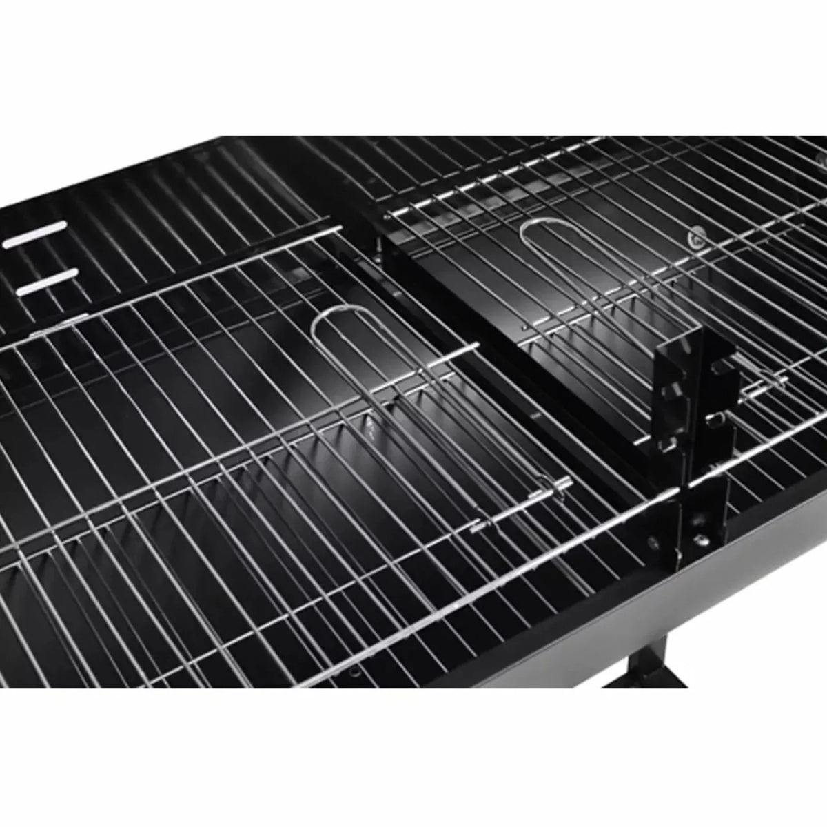 Dcenta Charcoal  Stand with Lower Shelf and Wheels Steel Barbecue Grill Black for Camping Cooking, Grilling, Smoking, Picnic, Hiking, Party, Garden, Patio 39.4 Inch Length