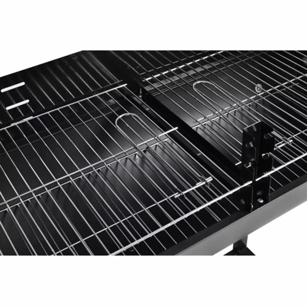 moobody Charcoal  Stand with Lower Shelf and Wheels Steel Barbecue Grill Black for Camping Cooking, Grilling, Smoking, Picnic, Hiking, Party, Garden, Patio 39.4 Inch Length