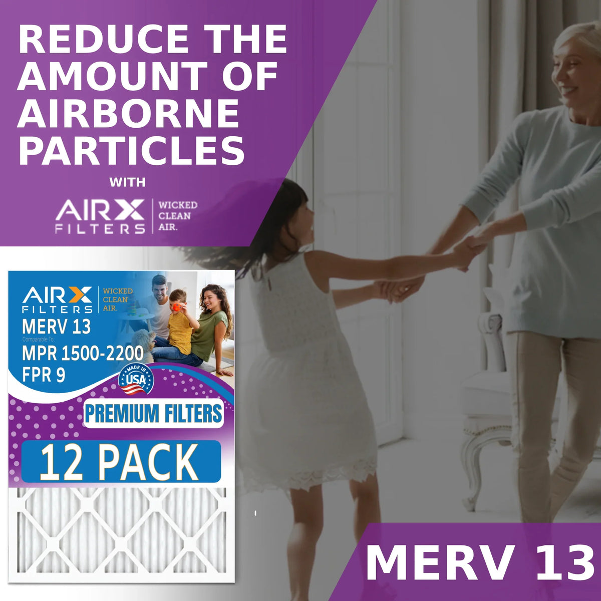 12x12x1 Air Filter  13 Rating, 12 Pack of Furnace Filters Comparable to  1500 - 2200 &  9 - Made in  by     .