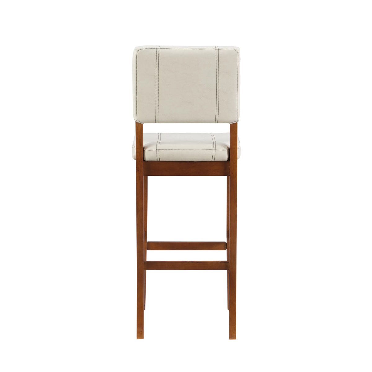 Linon Mulberry Padded Bar Stool, 30" Seat Height, Medium Dark Walnut Finish with Cream  Fabric