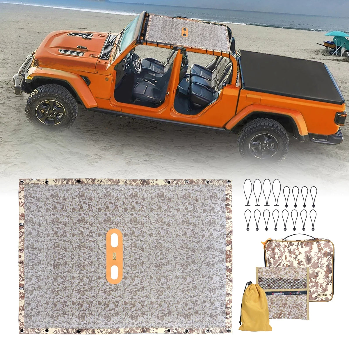 Wrangler Rear Seat Cover Cargo Net with Storage Pouch Bags Trunk Cargo Tool Organizers Backseat Soft-Shell Pet Barrier for