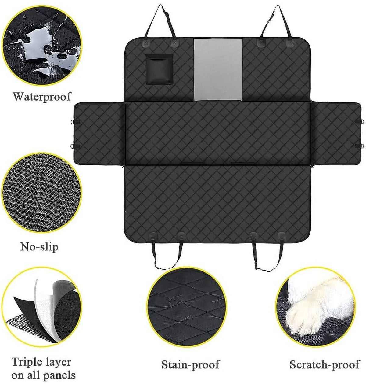 Dog Car Seat Covers with Mesh Window, Waterproof Dog Cover Back Seat, Scratchproof Dog Car Hammock Dogs Protection Cover for Cars SUVs & Trucks