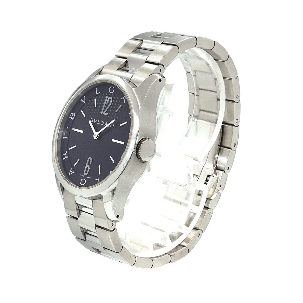 Pre-Owned Bulgari  Solotempo ST37S Men's Watch Black Dial Quartz (Good)