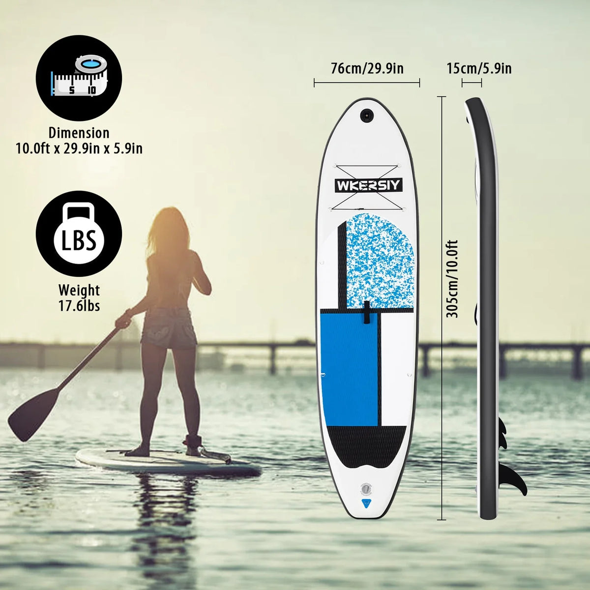 Inflatable Stand Up Paddle Board Non-Slip  for All Skill Levels Surf Board with Air Pump Carry Bag Leash Standing Boat for Youth & Adult