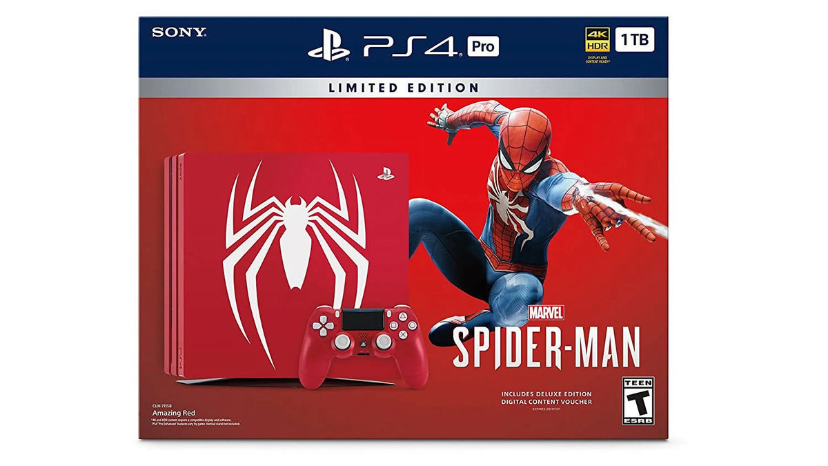 Sony PlayStation 4 Pro 1TB Gaming Console Spider-Man Limited Edition With  Cable + 2 Controller   Bundle Like New
