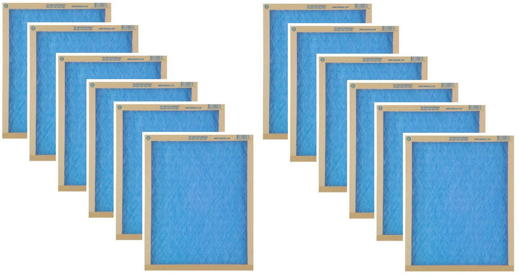 True Blue 108301 8" x 30" x 1" Flat Panel Spun Fiberglass Disposable Furnace Air Filter  2 - Quantity of 12