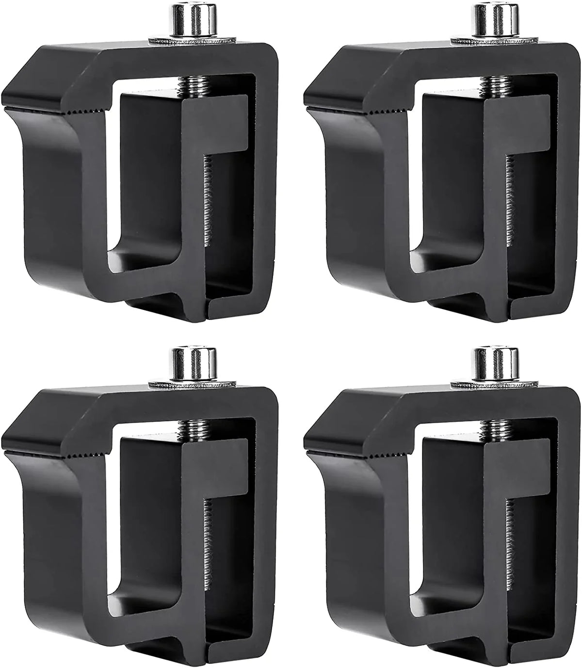 '-Racks P-( Set of 4 Aluminum C-Clamps for Non-Drilling Truck Rack & Camper Shell Installation - Black