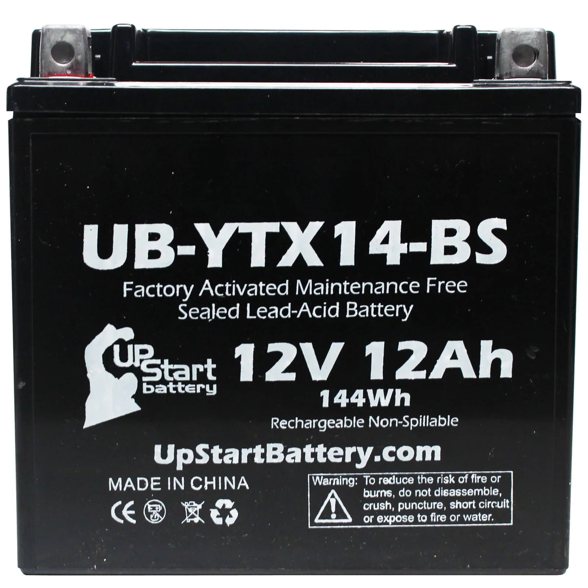 3-Pack UpStart Battery Replacement for 2012  F800ST,  800  Factory Activated, Maintenance Free, Motorcycle Battery - 12V, 12AH, -YTX14-