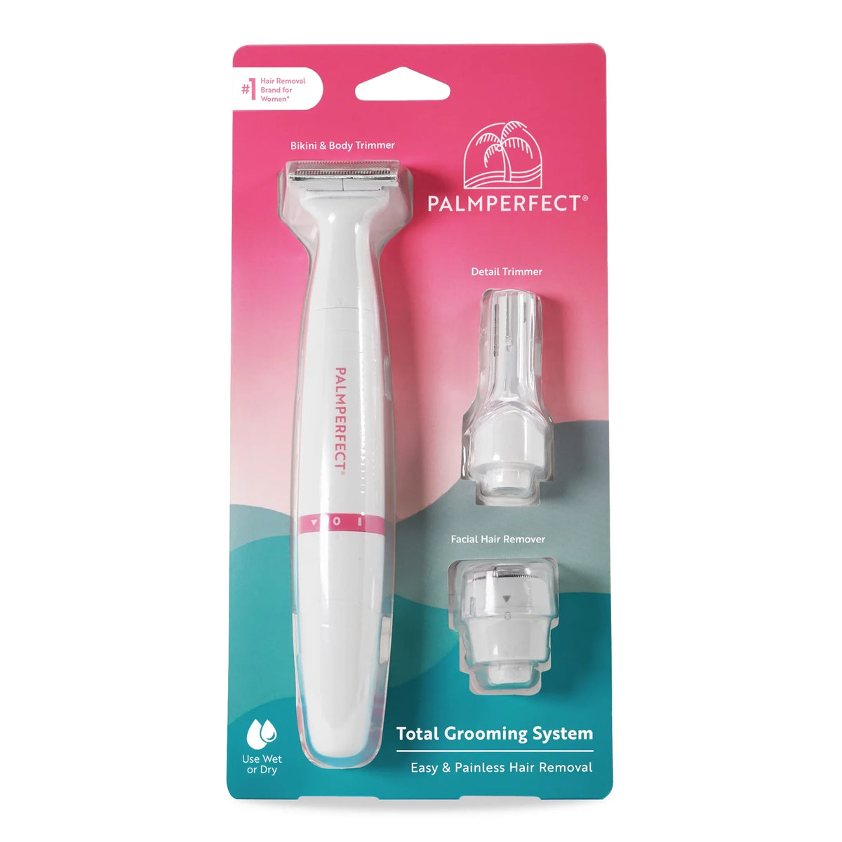 Total Grooming System, 3 Interchangeable Heads, Water Resistant, Female Electric Shaver